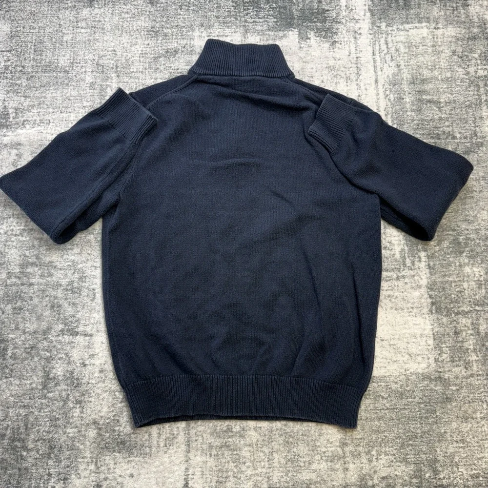 J Crew Sweater Mens Large Slim Fit Navy Blue Cotton Knit 1/4 Zip Jumper Preppy - Picture 5 of 11